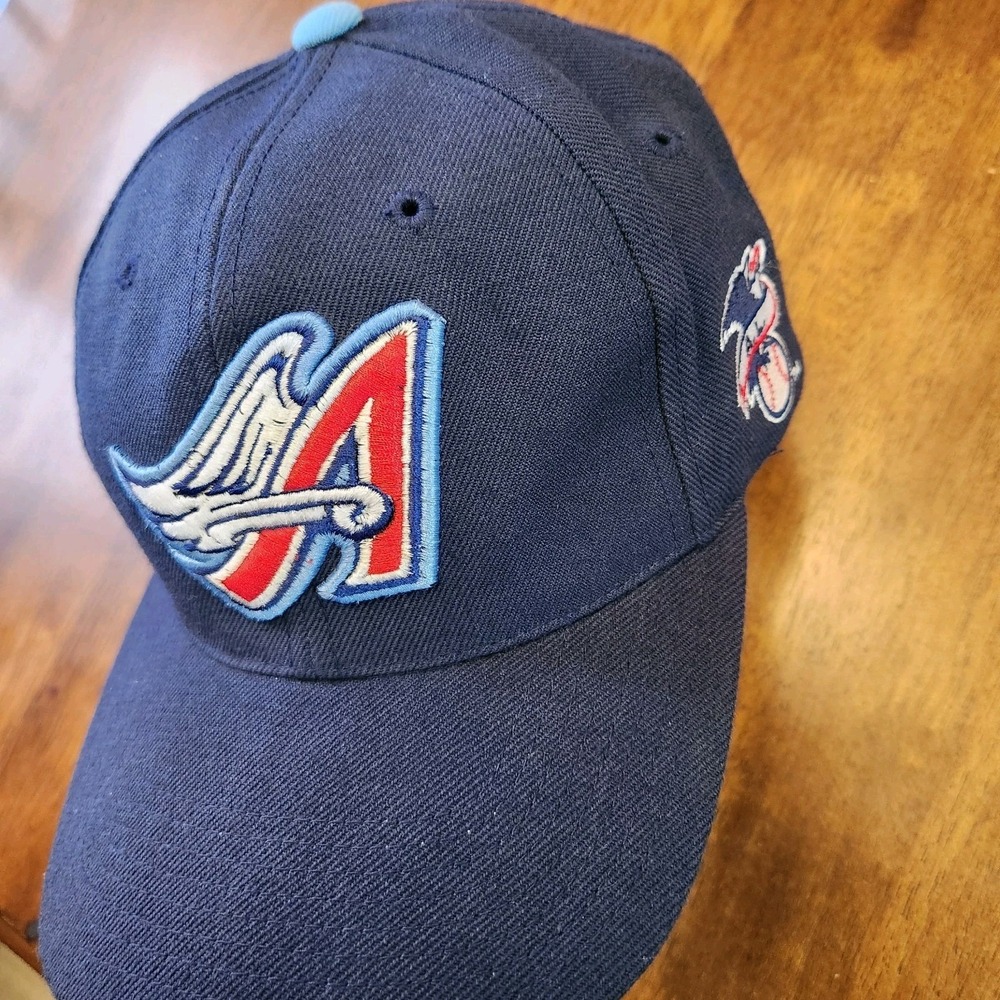 Vintage Anaheim Angels Hat One Size Strap Back Wool Cap Los Angeles CA MLB BLUE